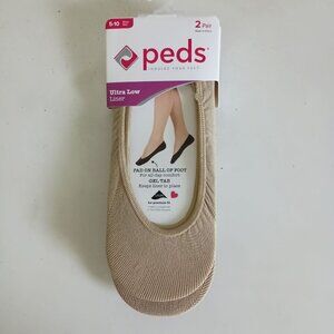 NWT Peds 2 pair nude lycra microfiber sock liners with ball of foot pads
